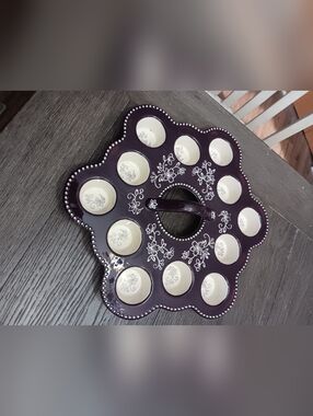 Decorative Purple Ceramic Cupcake or Appetizer Platter